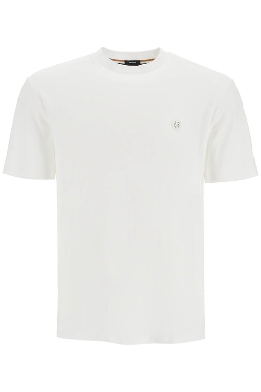 T-shirt With Double Monogram Patch  - White