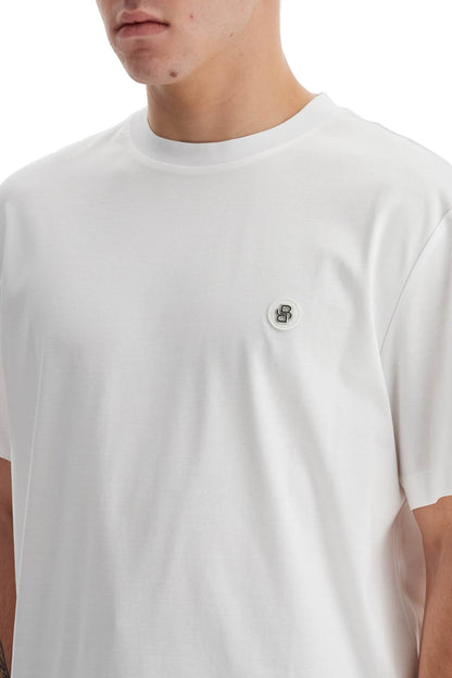 T-shirt With Double Monogram Patch  - White