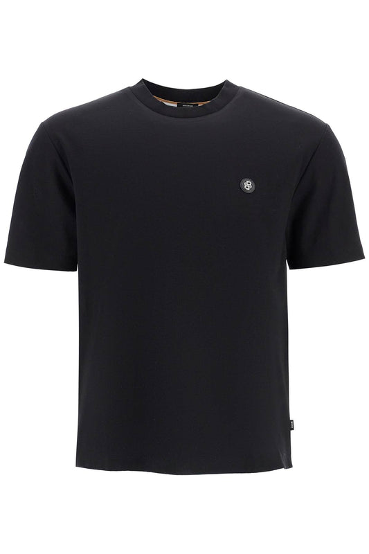 T-shirt With Double Monogram Patch  - Black