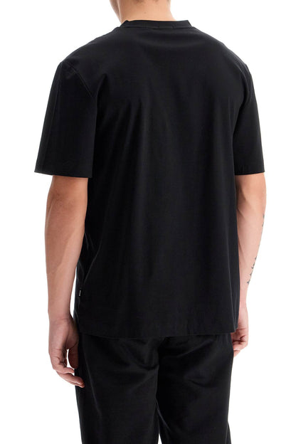 T-shirt With Double Monogram Patch  - Black