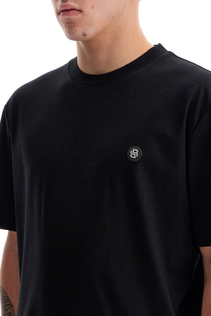 T-shirt With Double Monogram Patch  - Black