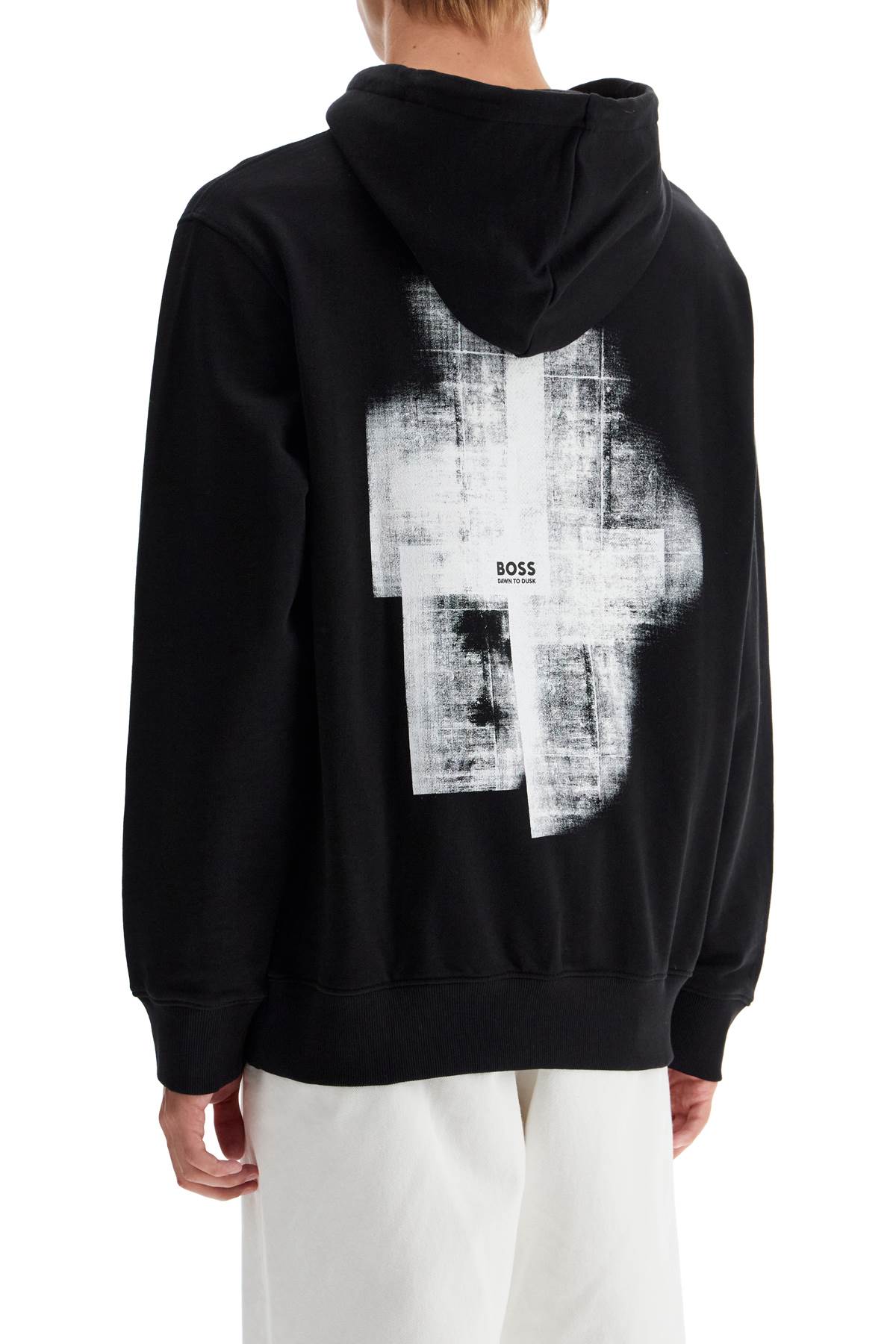 Hooded Sweatshirt With Graphic Print  - Black