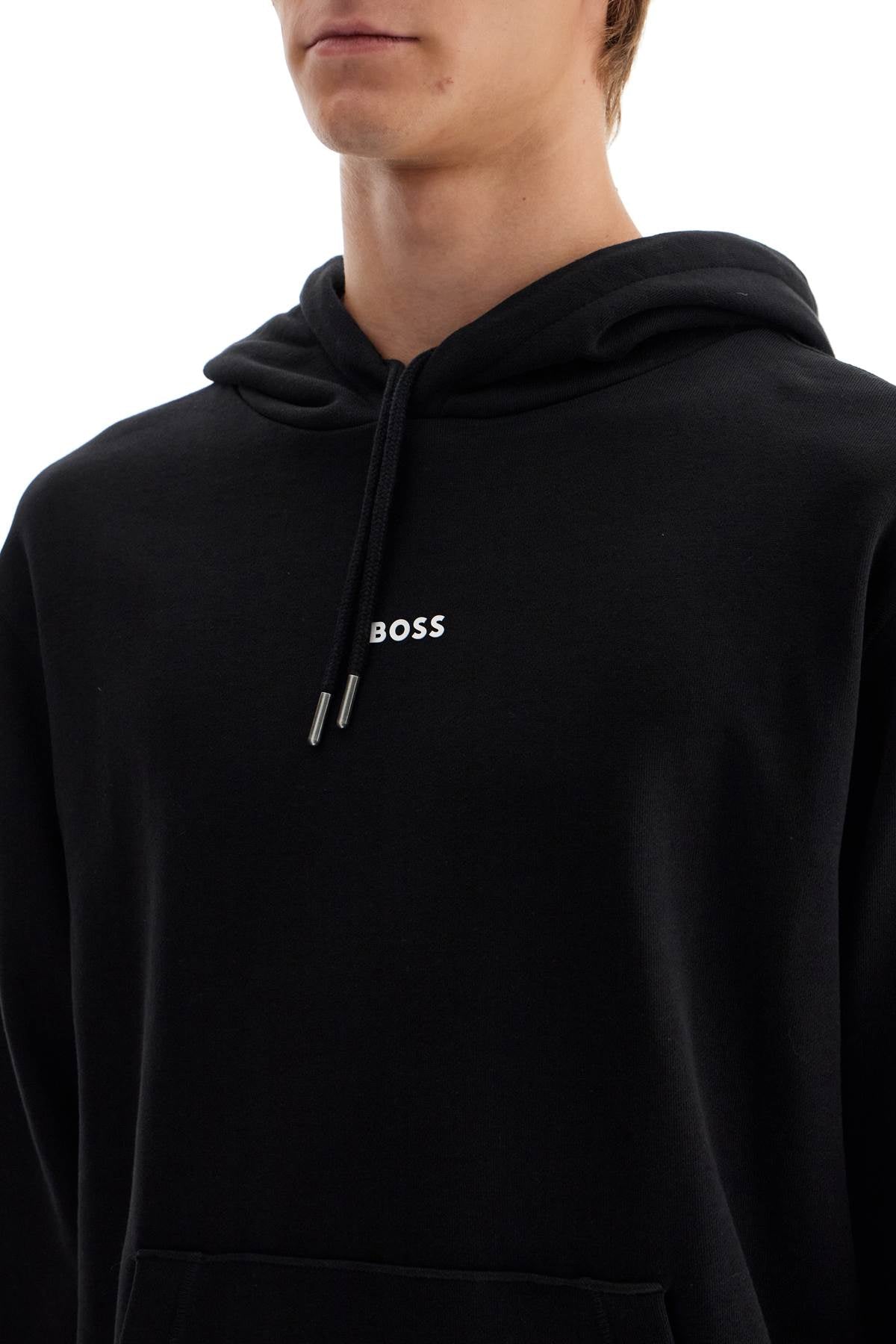 Hooded Sweatshirt With Graphic Print  - Black