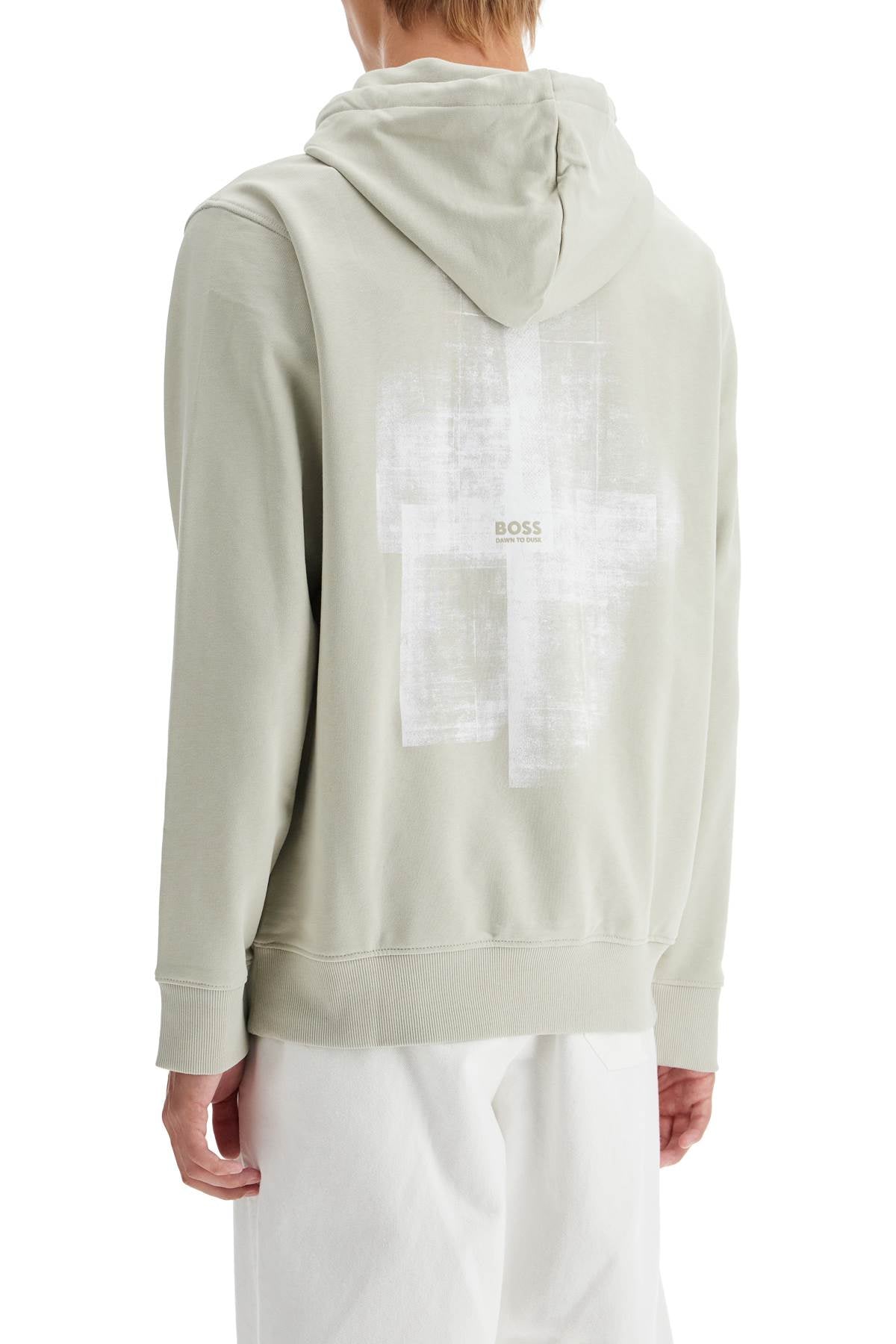 Printed Hoodie With Hood  - Beige