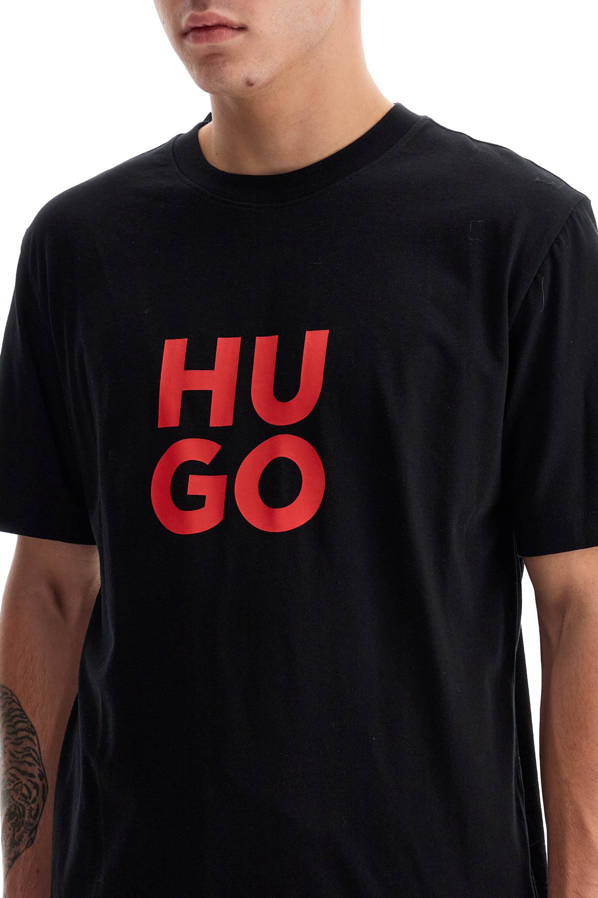 T-shirt With Logo Print  - Black