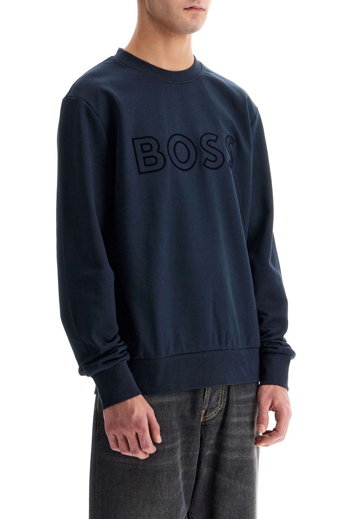 Crewneck Sweatshirt With Logo  - Blue