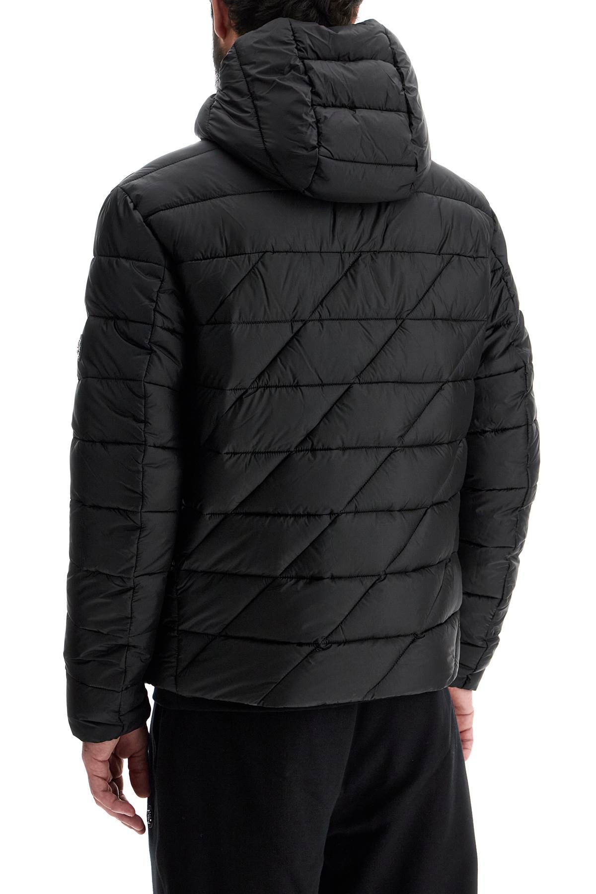 Lightweight Down Jacket With Hood  - Black