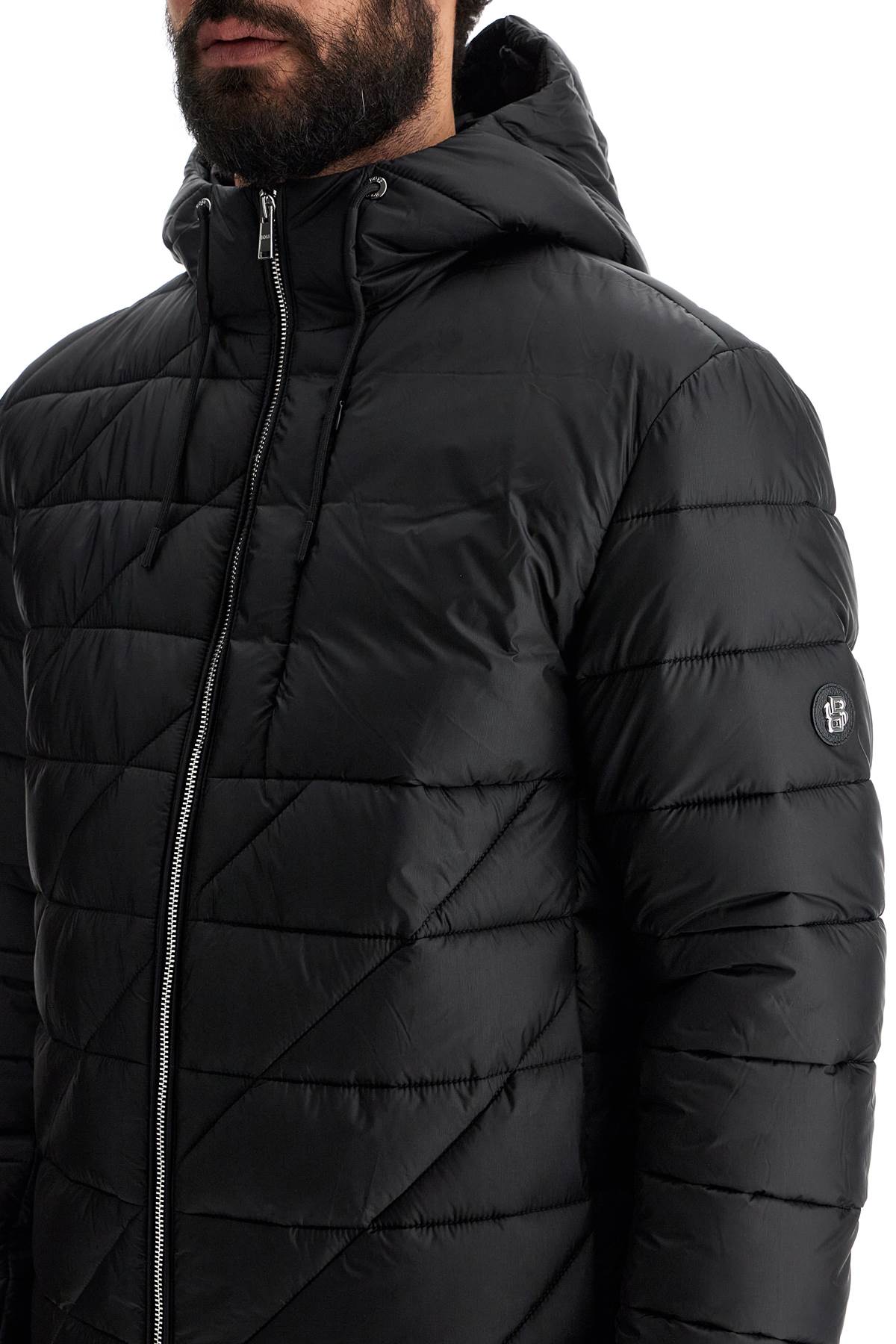 Lightweight Down Jacket With Hood  - Black