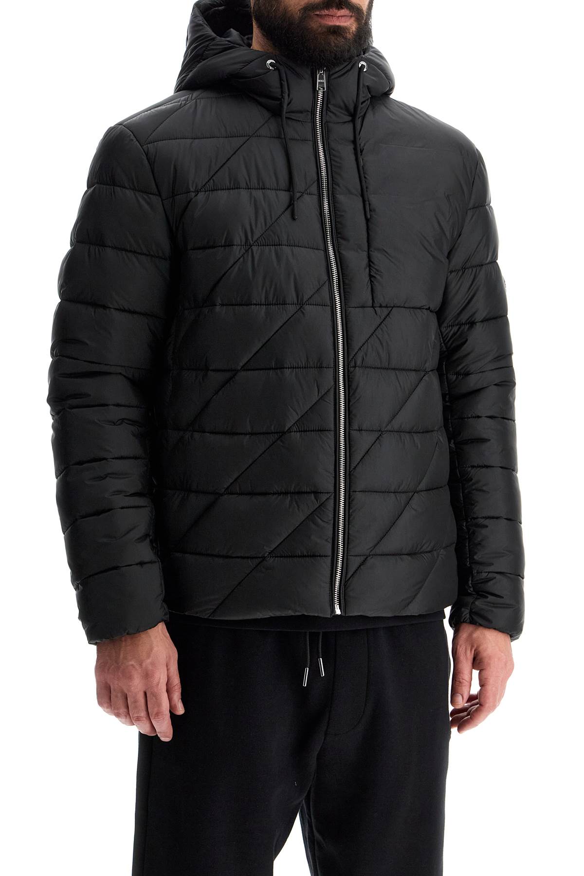 Lightweight Down Jacket With Hood  - Black