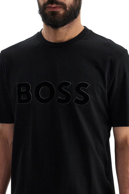 Flocked Logo T-shirt With  - Black