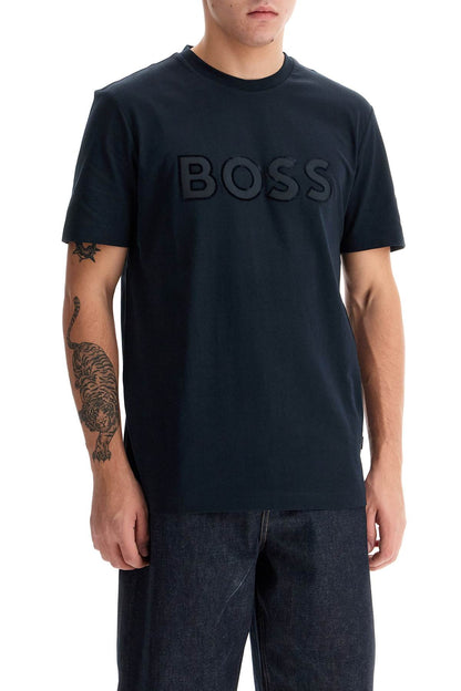 T-shirt With Patch Logo Design  - Blue