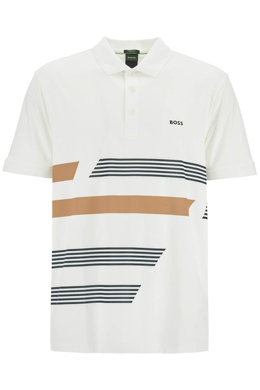 Printed Stretch Jersey Polo Shirt  - White