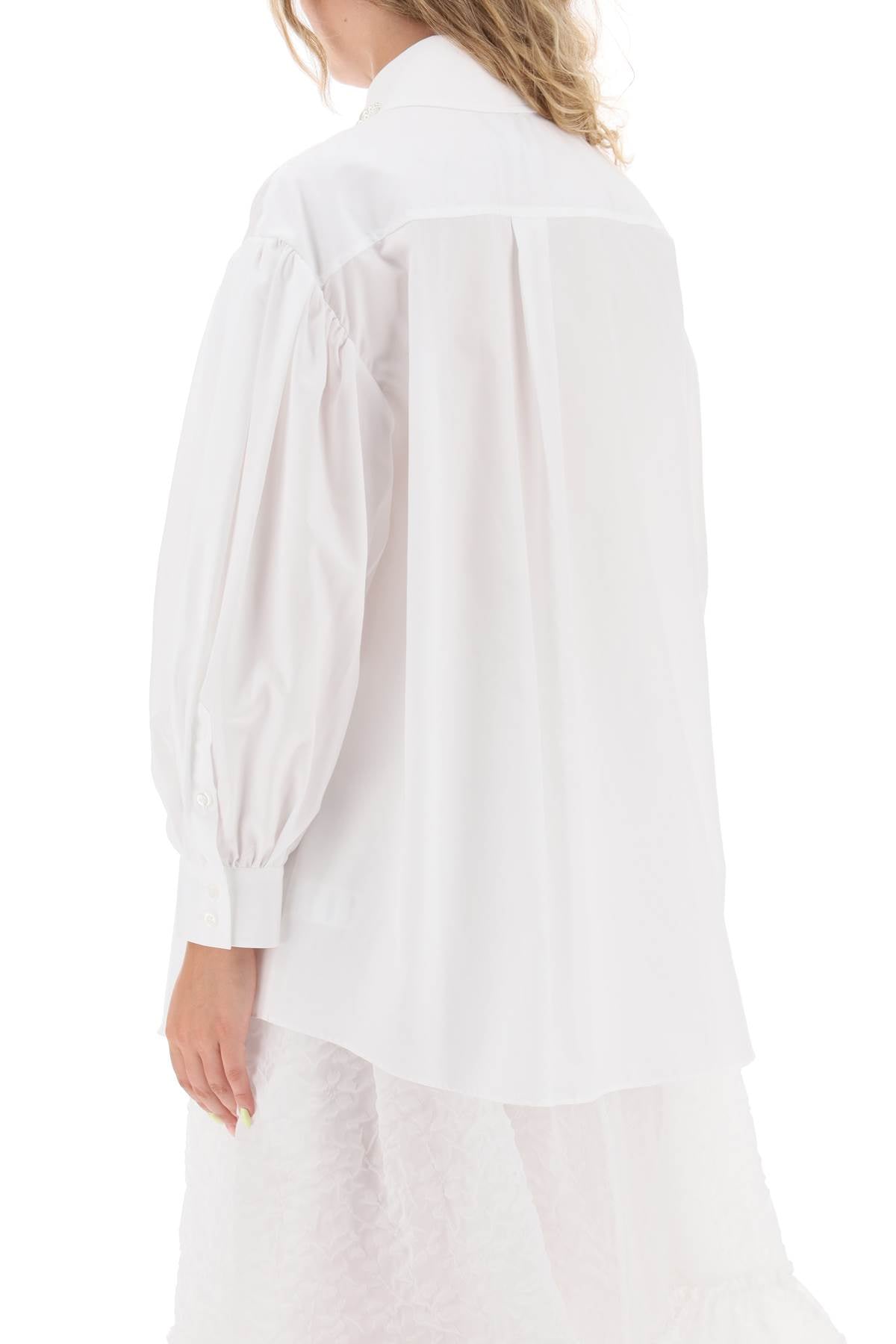 Puff Sleeve Shirt With Embellishment  - Bianco