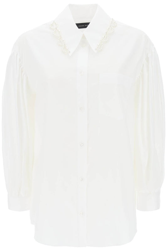 Puff Sleeve Shirt With Embellishment  - Bianco