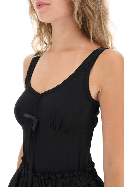 Silk Blend Bodysuit With Bow Detail  - Nero