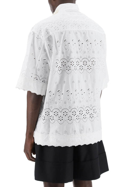 "scalloped Lace Shirt With Pearl  - White