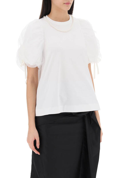 Puff Sleeves T-shirt  - White