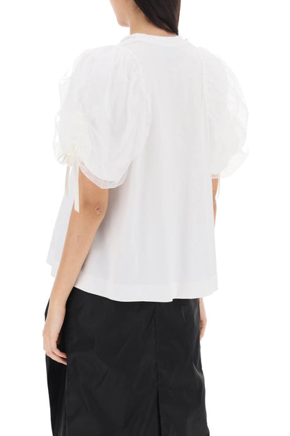 Puff Sleeves T-shirt  - White