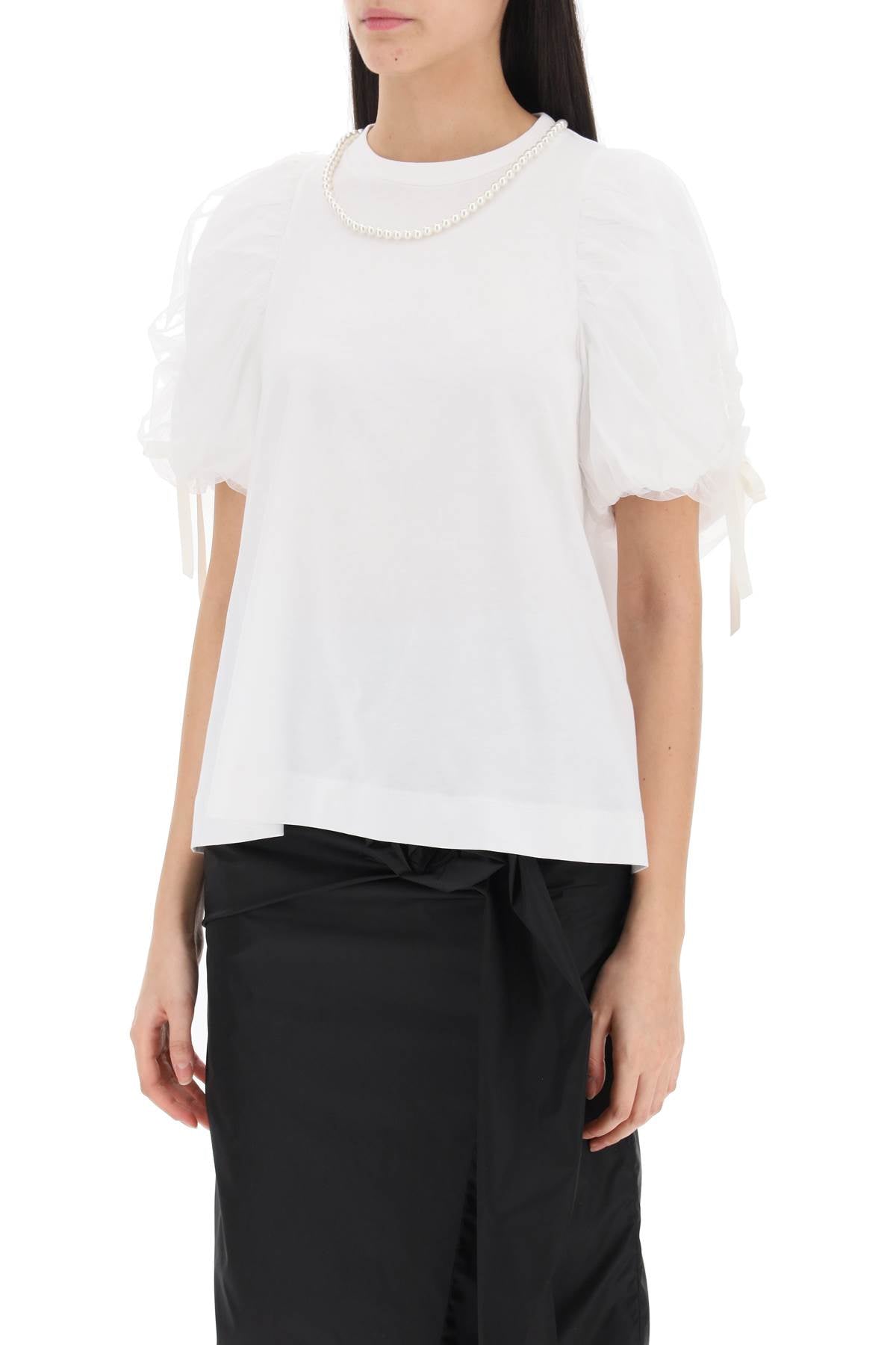 Puff Sleeves T-shirt  - White