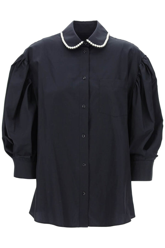 Puff Sleeve Shirt With Embellishment  - Nero