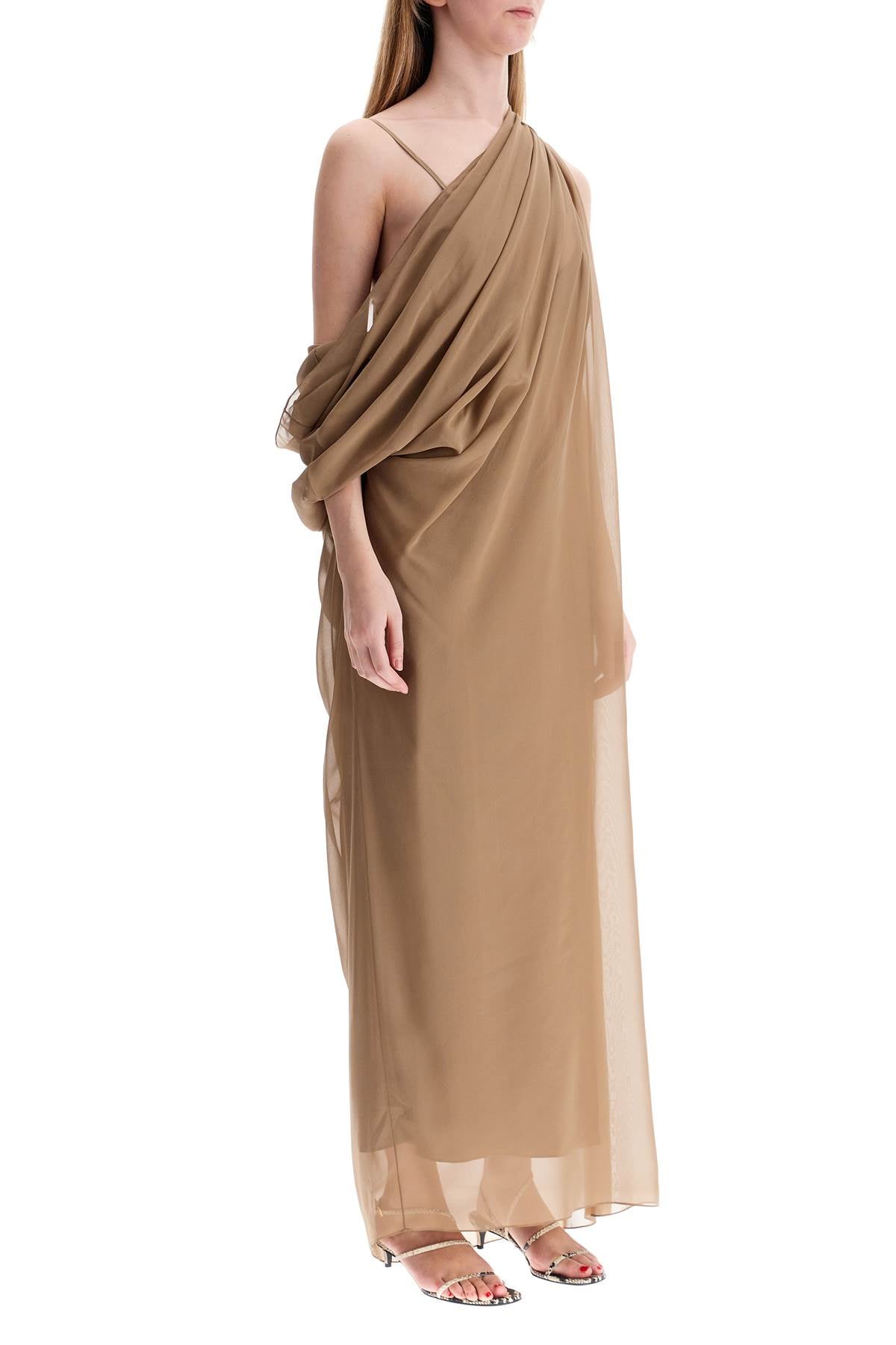 "taj Chiffon Silk Dress"  - Beige