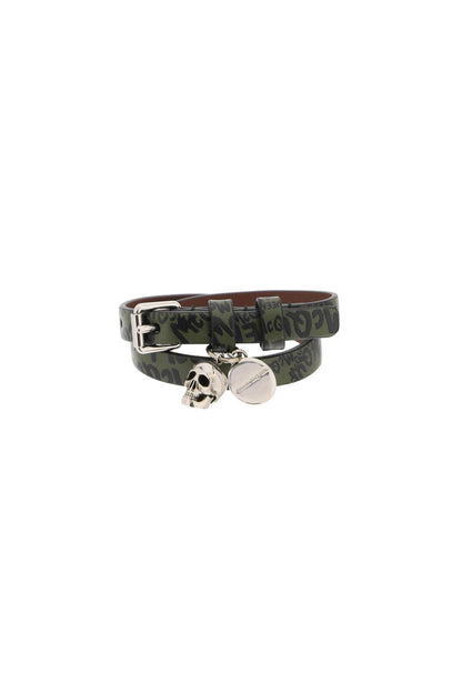 Skull Double Wrap Bracelet  - Khaki