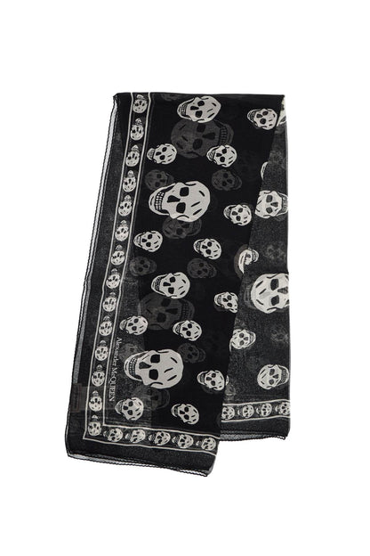 Silk Skull Scarf  - White