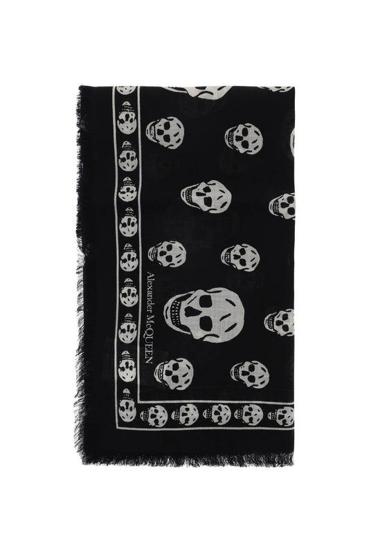 Light Wool Skull Scarf  - Black