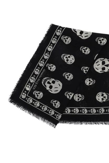 Light Wool Skull Scarf  - Black