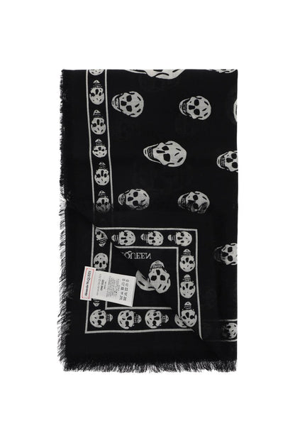 Light Wool Skull Scarf  - Black