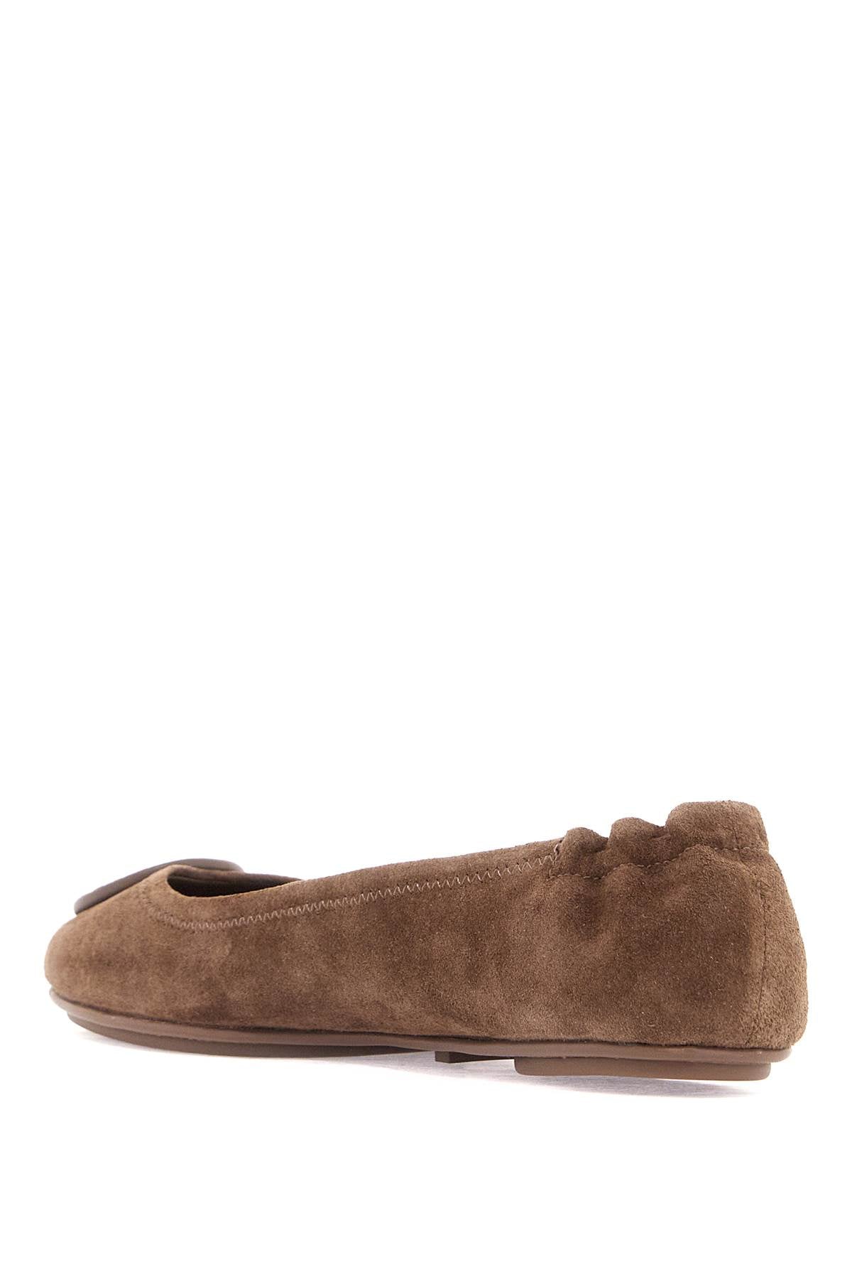 Suede Minnie Travel Ballet Flats  - Brown