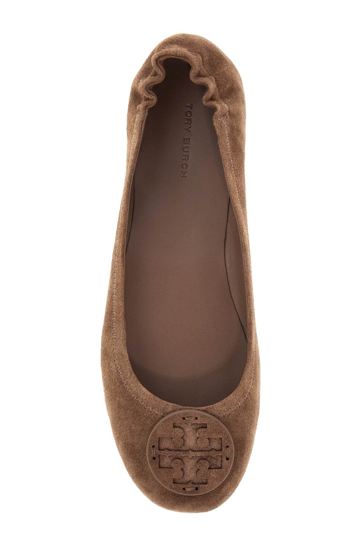 Suede Minnie Travel Ballet Flats  - Brown