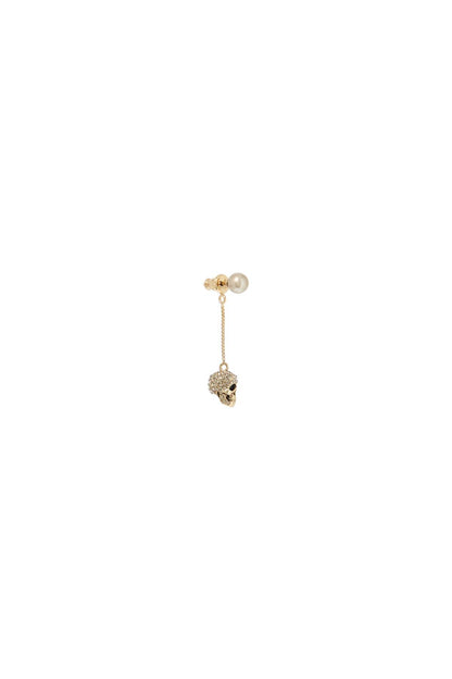 Skull Earrings With Pavé And Chain  - Gold