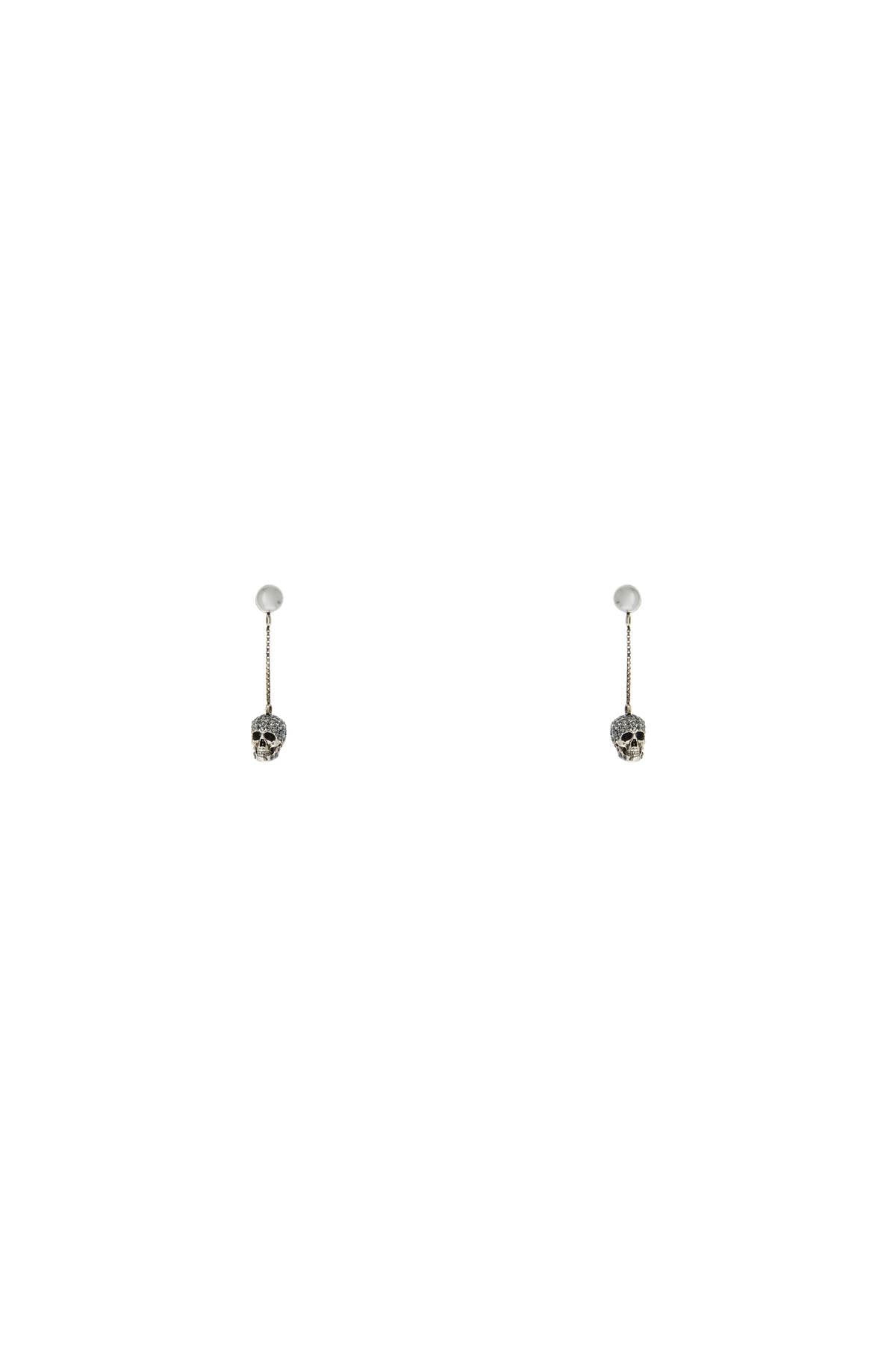 Skull Earrings With Pavé And Chain  - Grey