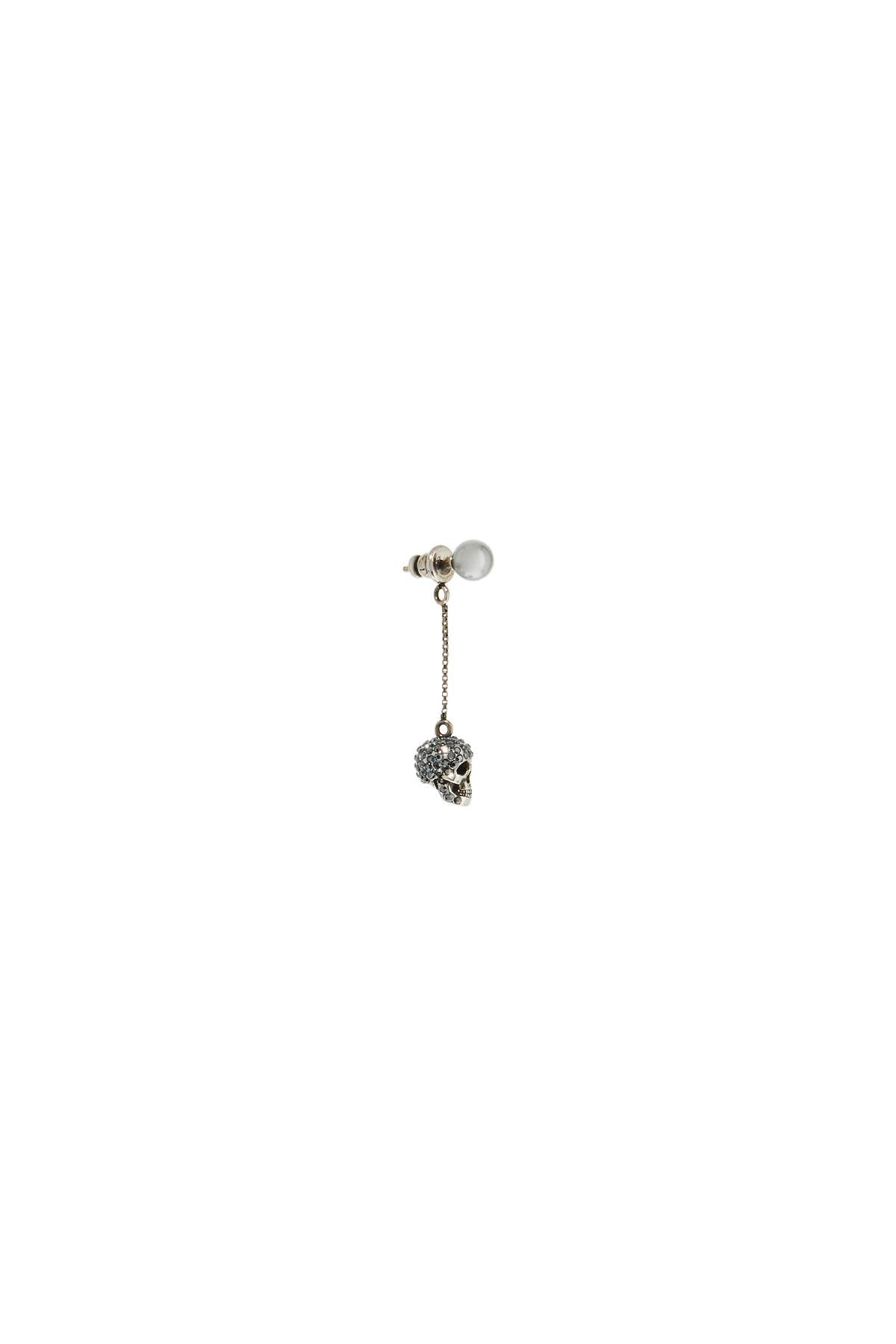 Skull Earrings With Pavé And Chain  - Grey