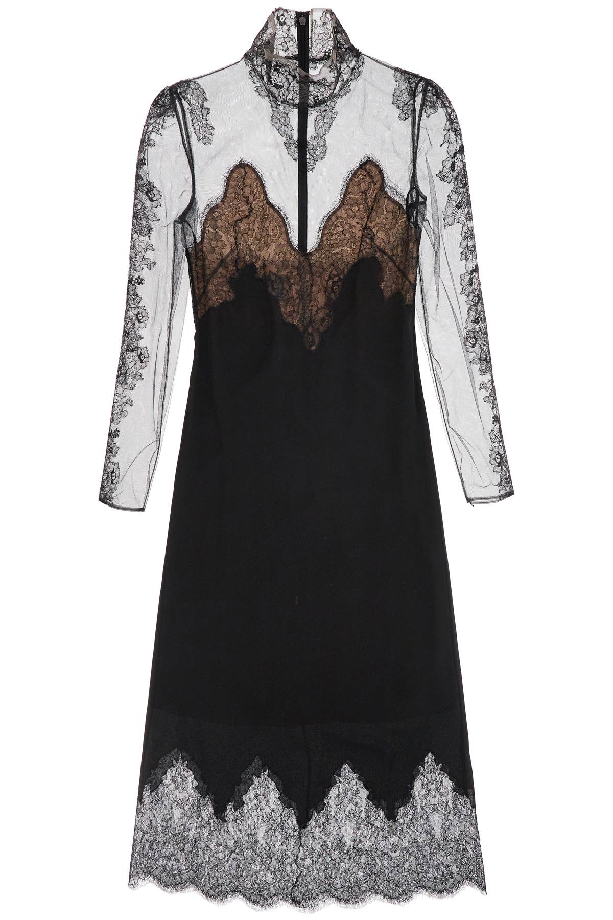 Silk And Lace Dress  - Black