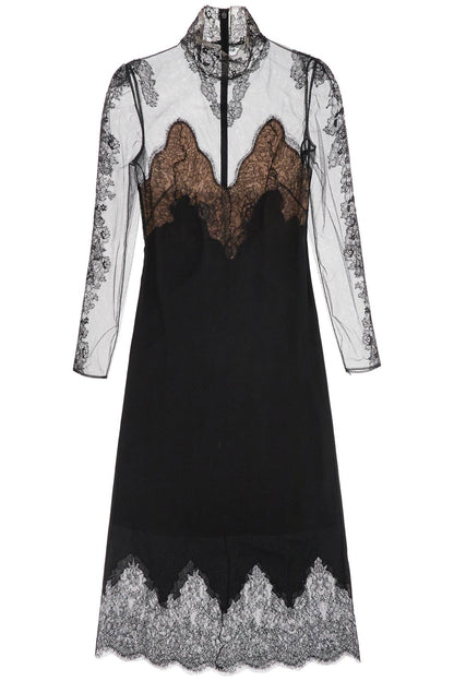 Silk And Lace Dress  - Black