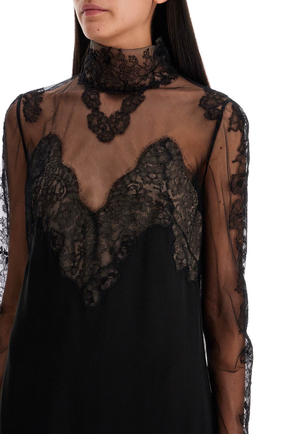 Silk And Lace Dress  - Black