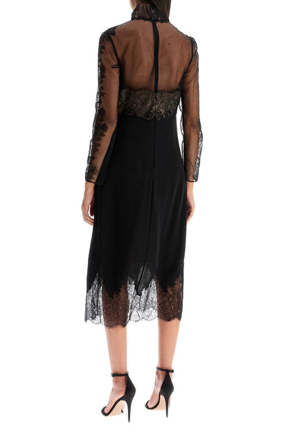 Silk And Lace Dress  - Black