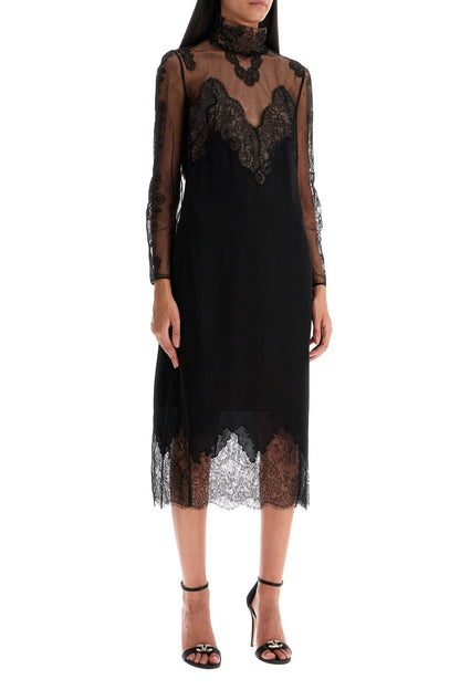 Silk And Lace Dress  - Black