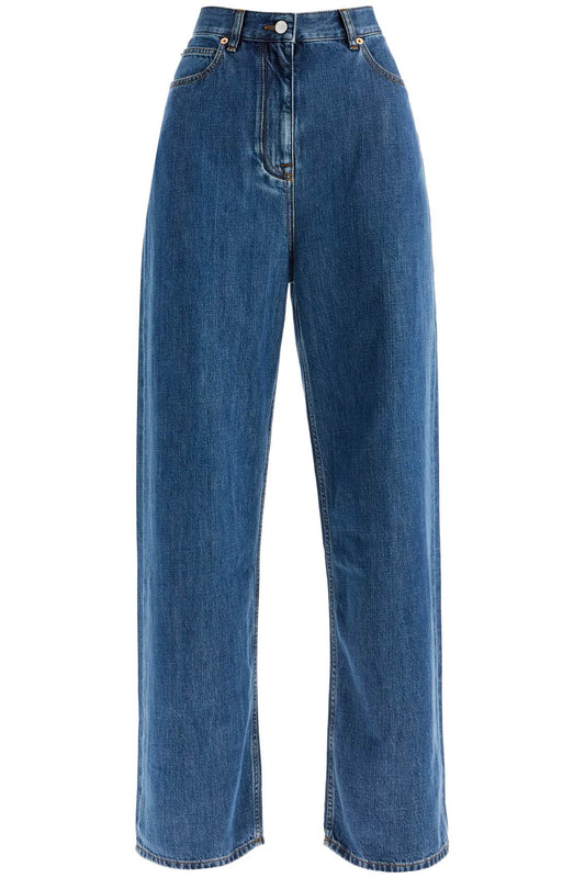 Baggy Cotton And Lyocell Jeans  - Blue