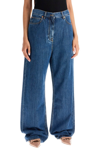 Baggy Cotton And Lyocell Jeans  - Blue