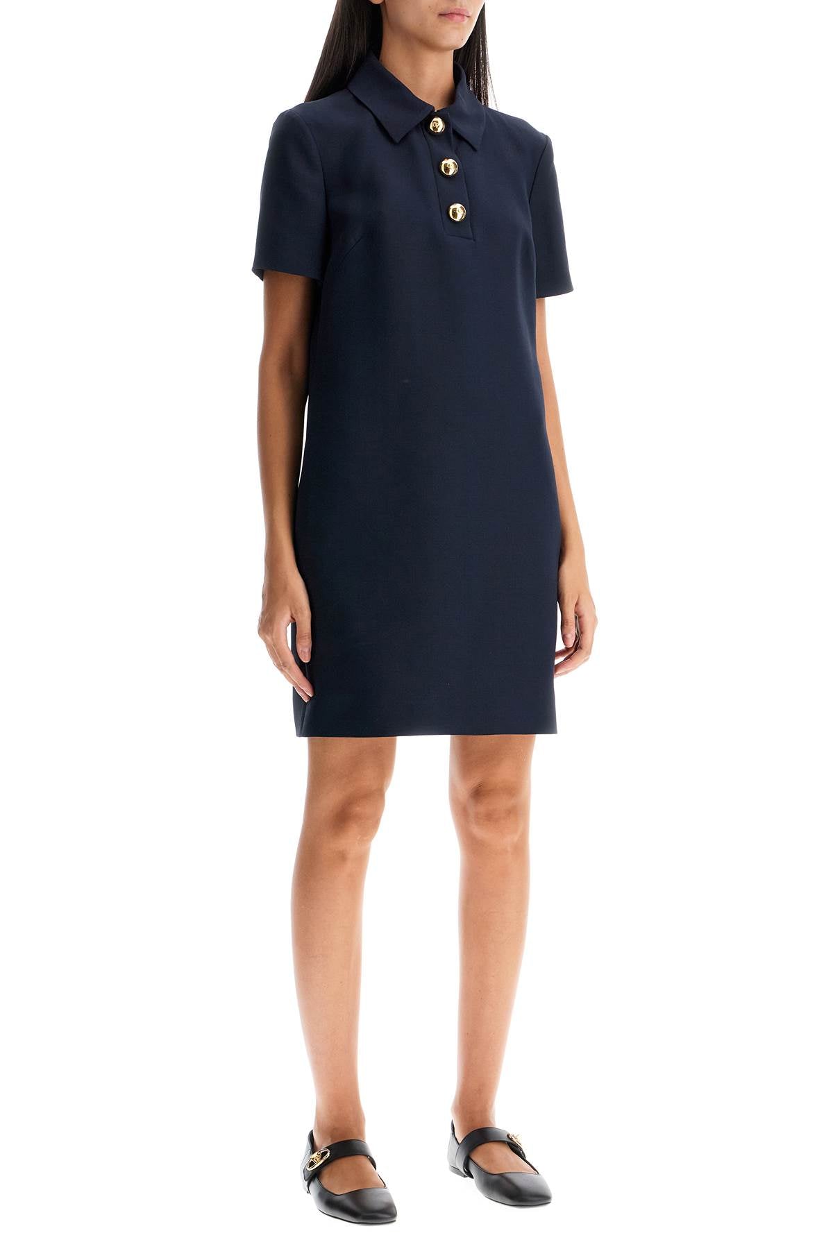 Short Crepe Couture Dress  - Blue