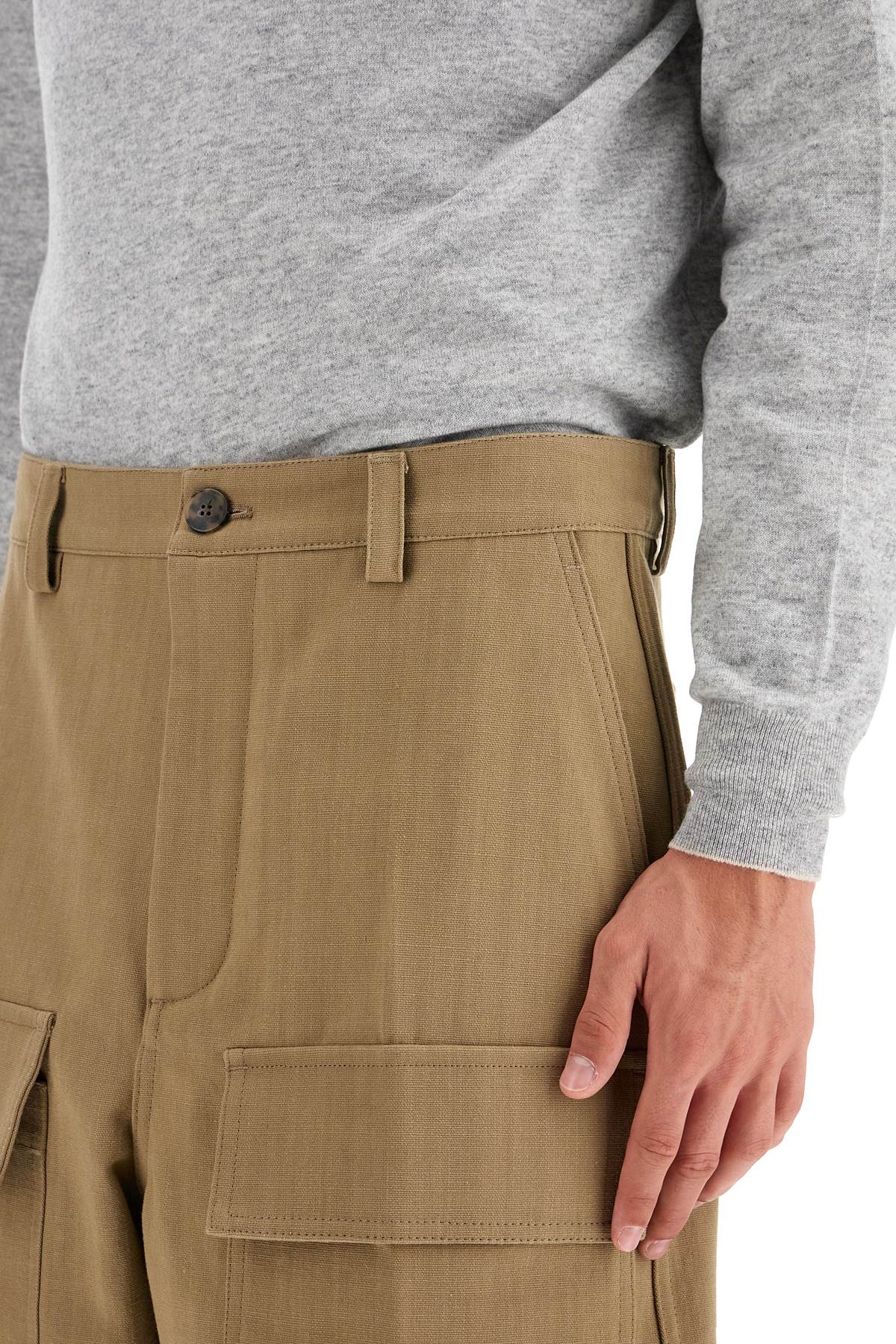 Cargo Canvas Pants In Italian Style  - Brown