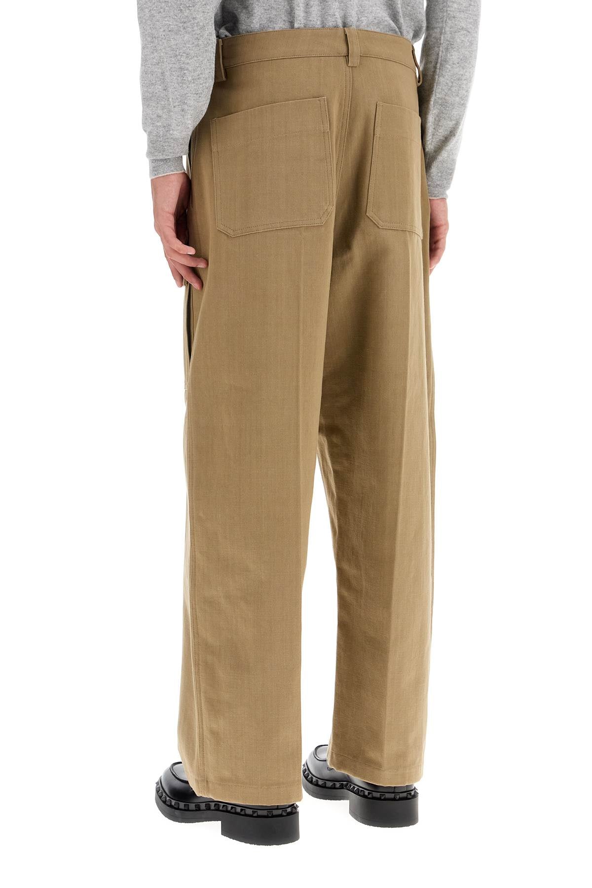 Cargo Canvas Pants In Italian Style  - Brown