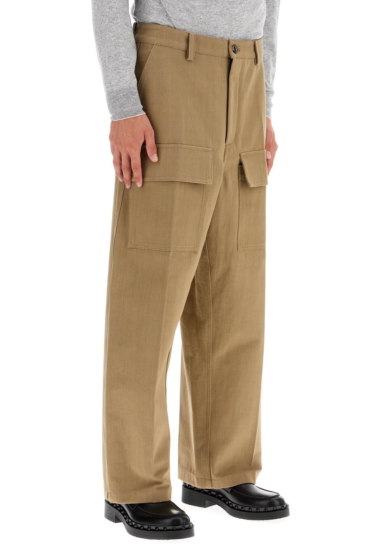 Cargo Canvas Pants In Italian Style  - Brown