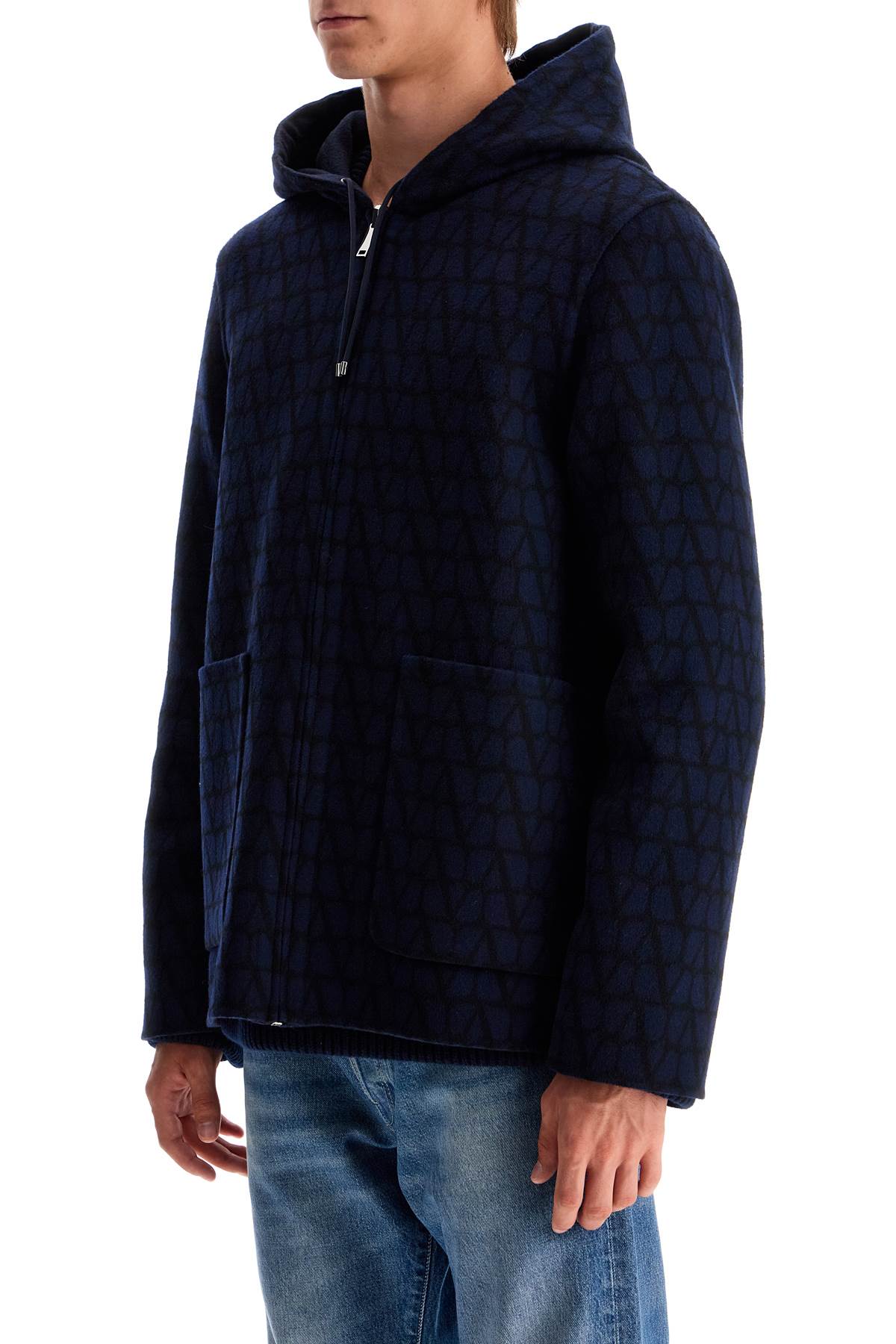 Reversible Wool Caban Coat  - Blue