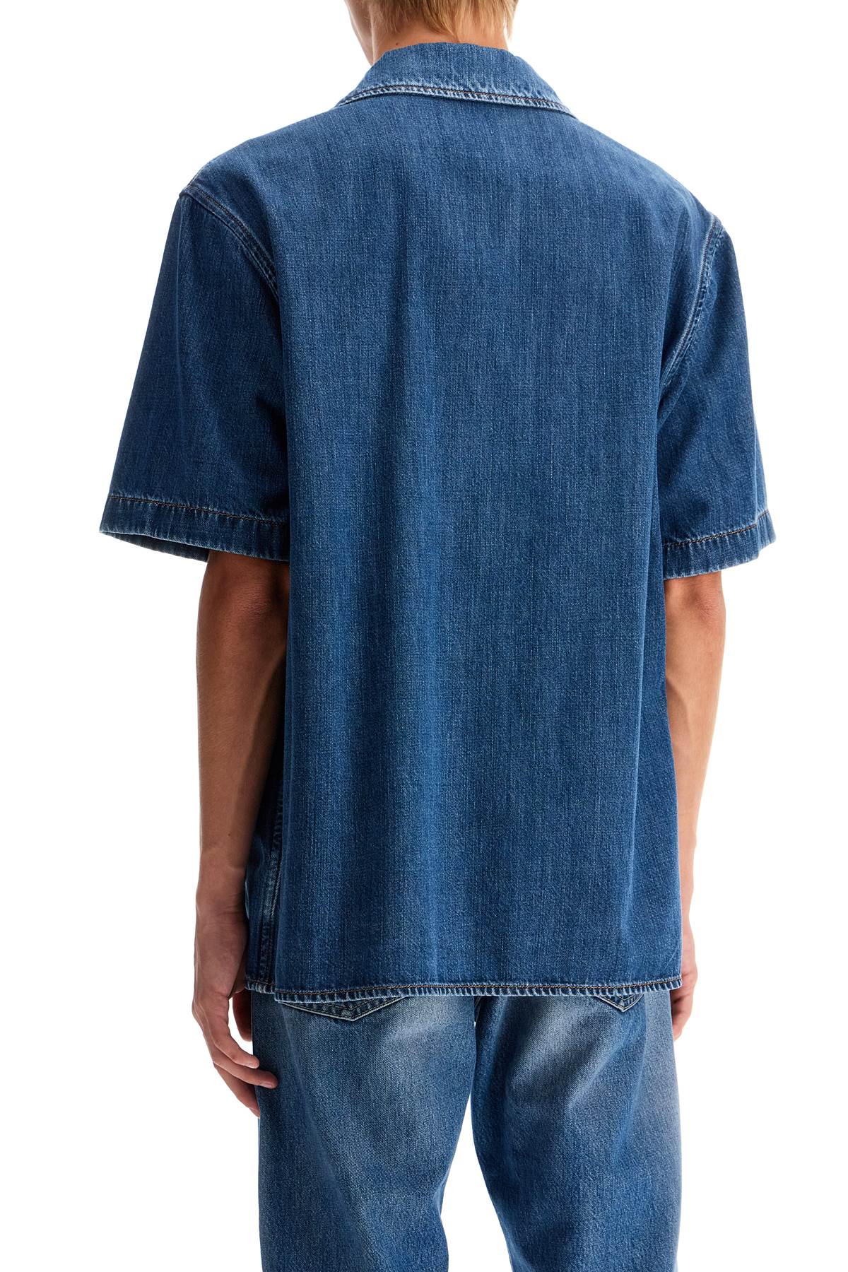 Denim Bowling Shirt For Men  - Blue