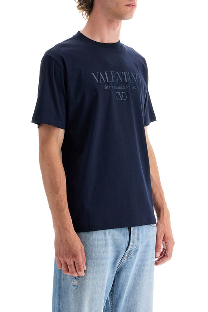 T-shirt With Logo Print  - Blue