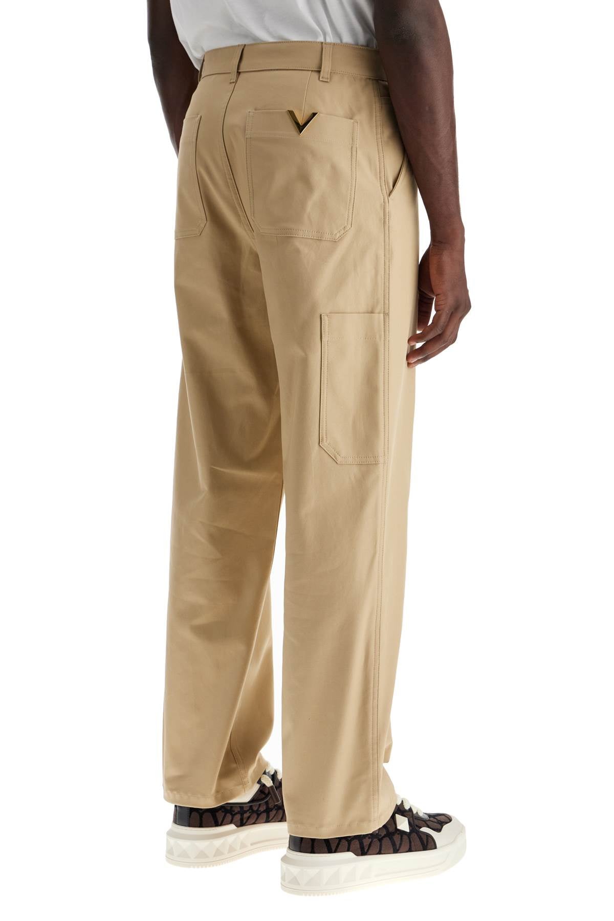 Stretch Canvas Cargo Pants For Men.  - Beige